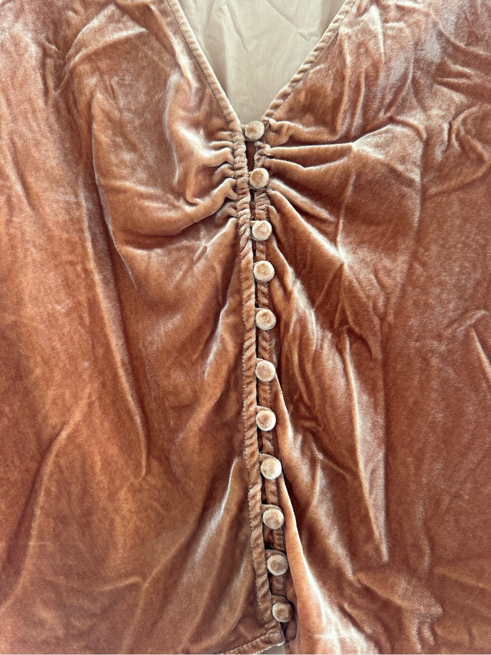Madewell Velvet Button-Front Blouse - Burnt Orange - Picture 3 of 3